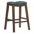 Lexicon Ordway 29&quot Faux Leather Saddle Bar Stool in Green
