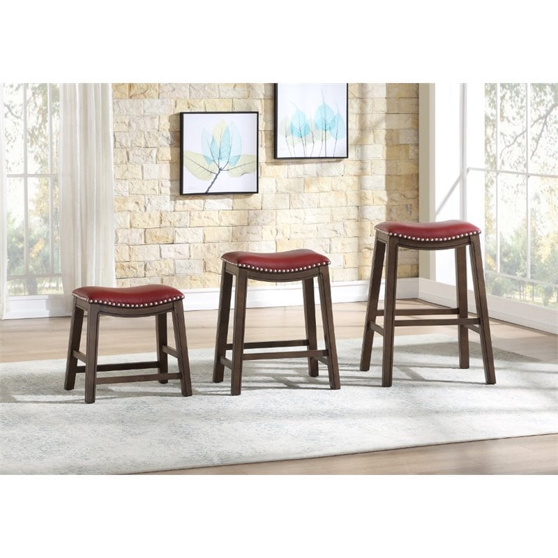 Lexicon Ordway Faux Leather Saddle Dining Stool in Red