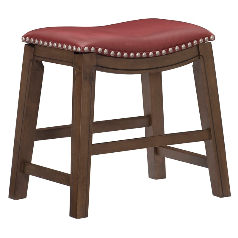 Lexicon Ordway Faux Leather Saddle Dining Stool in Red