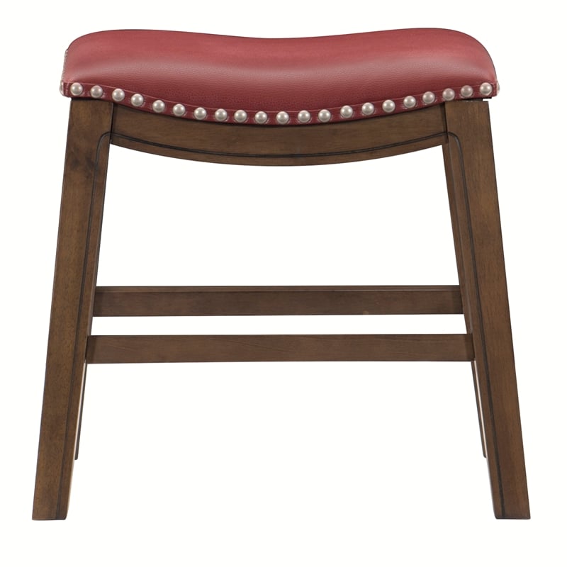 Lexicon Ordway Faux Leather Saddle Dining Stool in Red