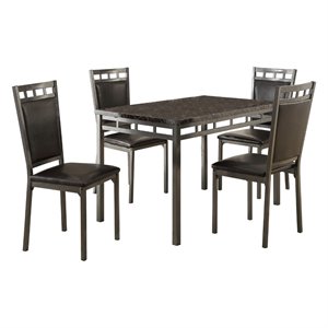 lexicon olney 5 piece faux marble top dining set in black