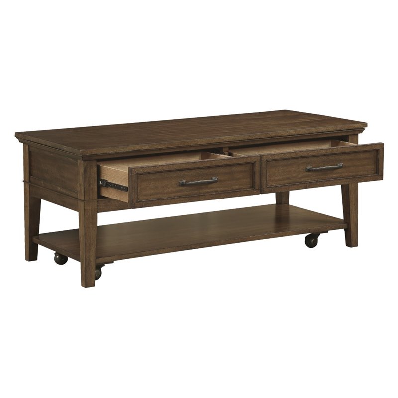 Lexicon Whitley Wood 2 Drawer Coffee Table in Brown