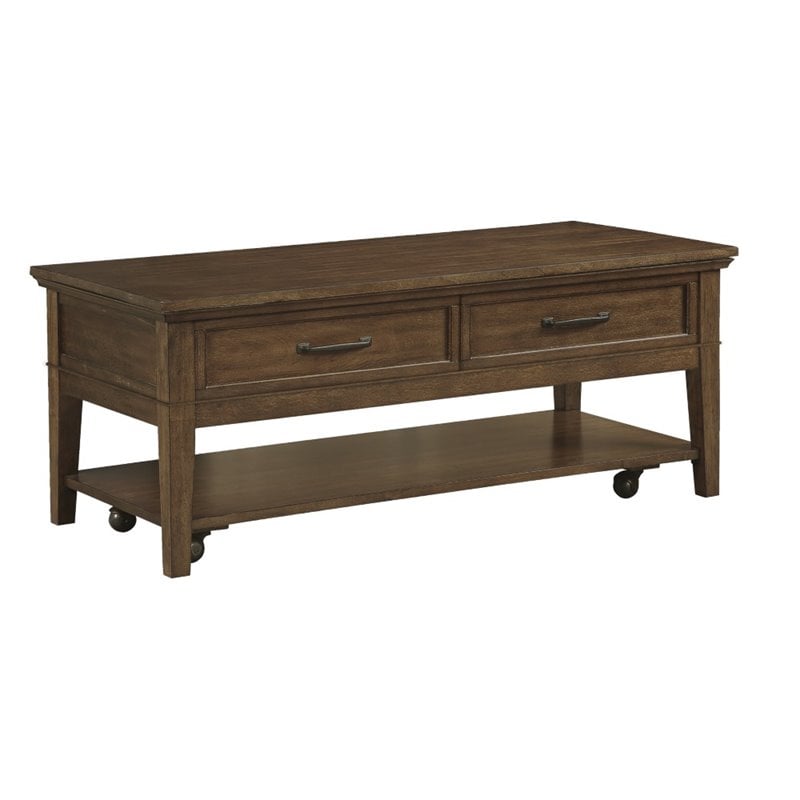 Lexicon Whitley Wood 2 Drawer Coffee Table in Brown