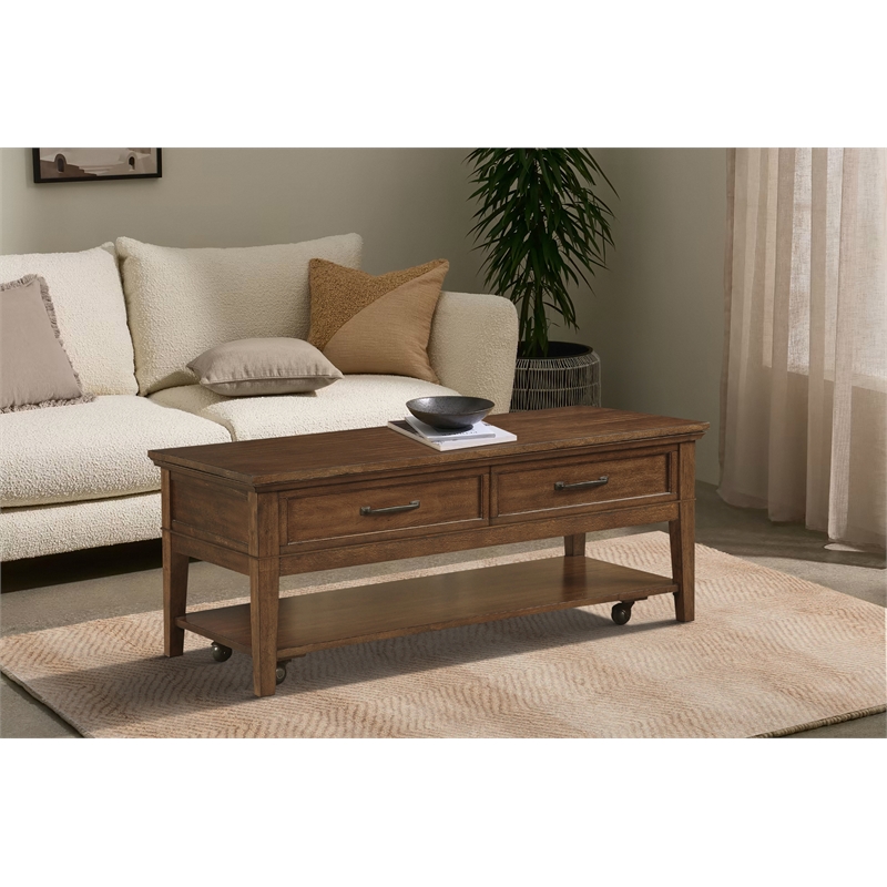 Lexicon Whitley Wood 2 Drawer Coffee Table in Brown