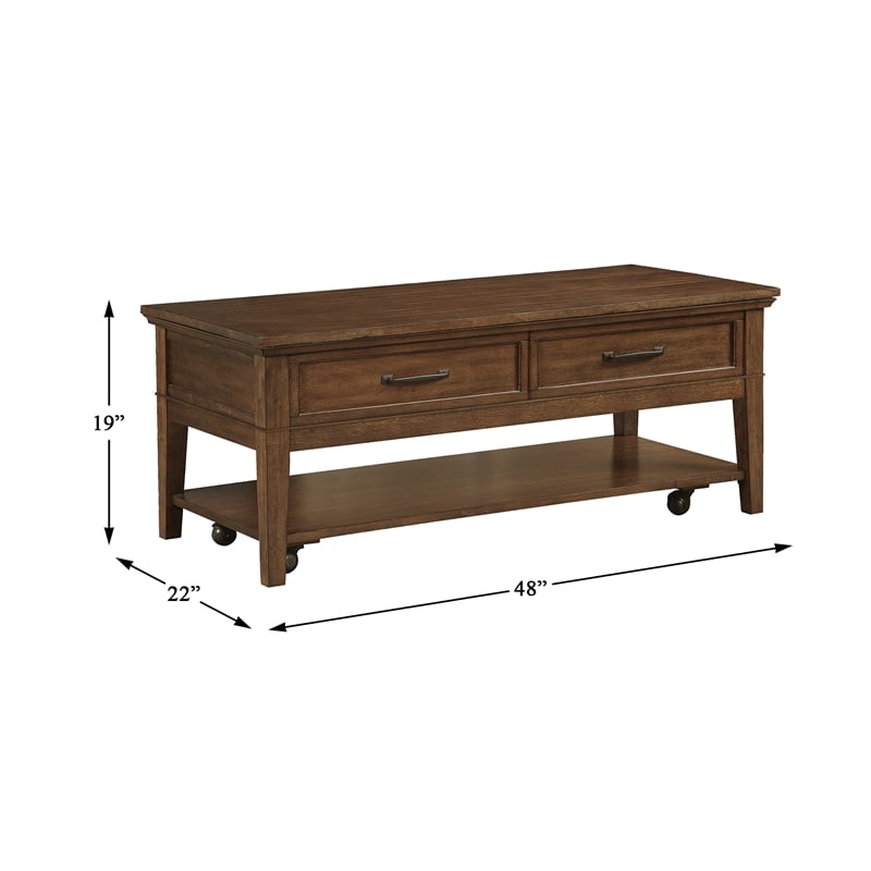 Lexicon Whitley Wood 2 Drawer Coffee Table in Brown