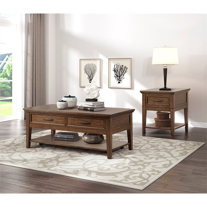 Lexicon Whitley Wood 2 Drawer Coffee Table in Brown