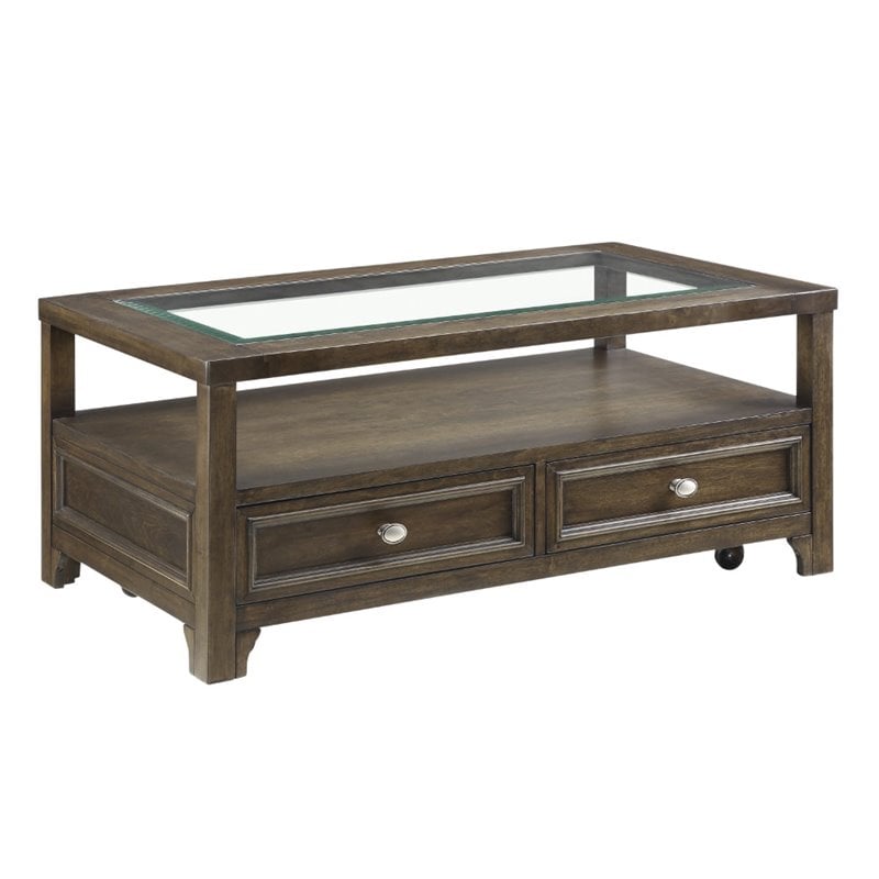 Lexicon Auburn Wood 2 Drawer Coffee Table in brown cherry