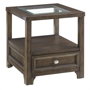 lexicon auburn wood 1 drawer end table in brown cherry