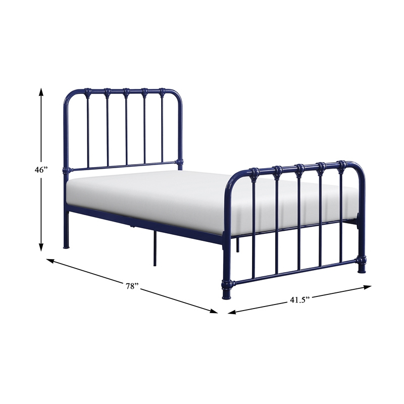 Lexicon Bethany Twin Metal Platform Bed in Navy Blue