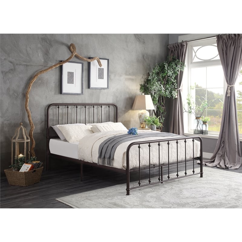 Lexicon Larkspur Eastern King Metal Platform Bed in Dark Bronze
