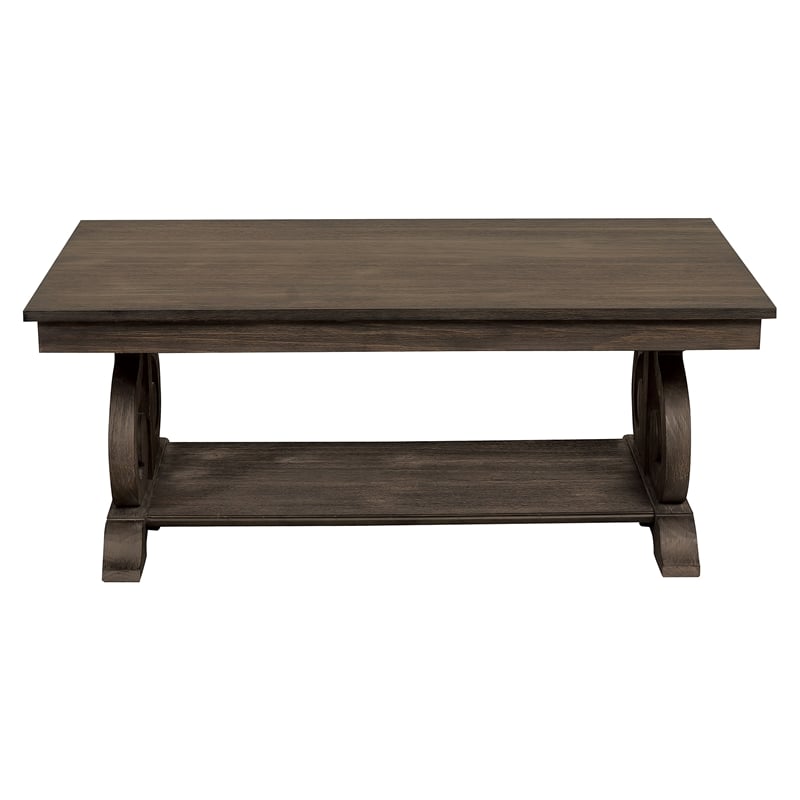 Distressed Dark Wood Coffee Table : Buy Mango Wood Coffee Table In Round Shape Dark Brown By The Urban Port Casagear - Oak white/dark brown large rectangle marble coffee table with walnut legs.