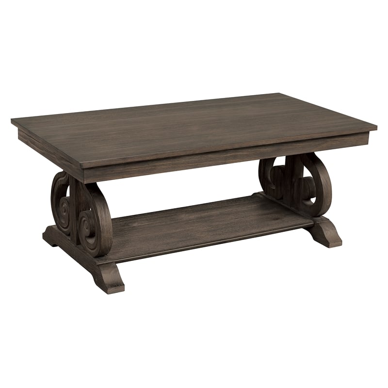 Lexicon Toulon Wood Coffee Table in Distressed Dark Oak
