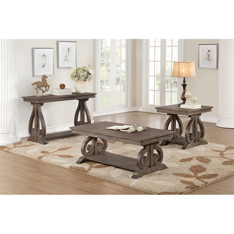 Lexicon Toulon Wood Coffee Table in Distressed Dark Oak
