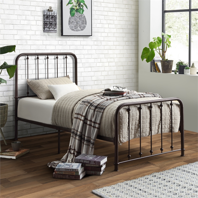 Lexicon Larkspur Twin Metal Platform Bed in Dark Bronze