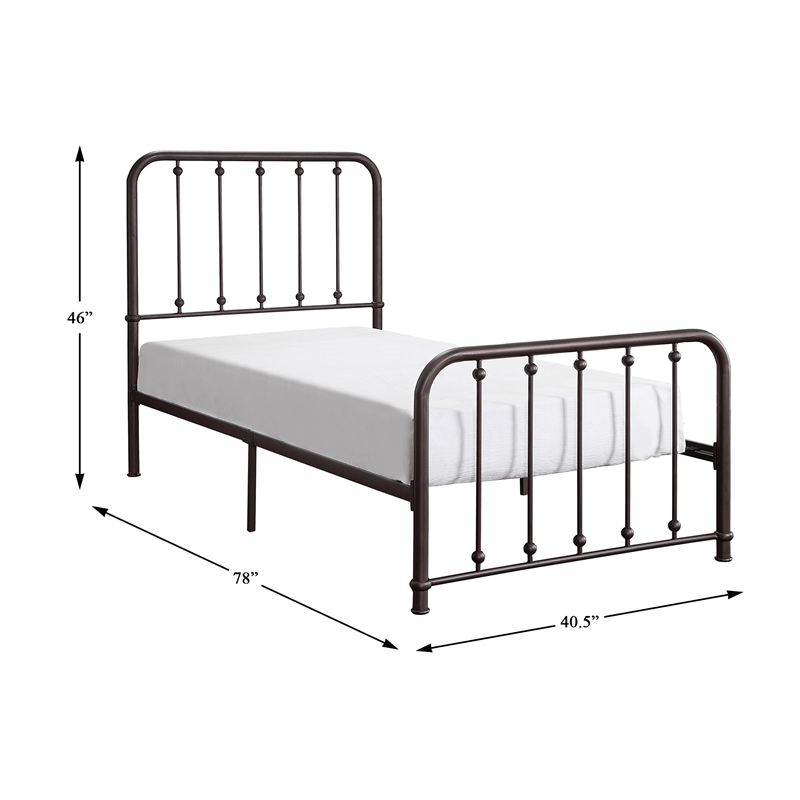 Lexicon Larkspur Twin Metal Platform Bed in Dark Bronze