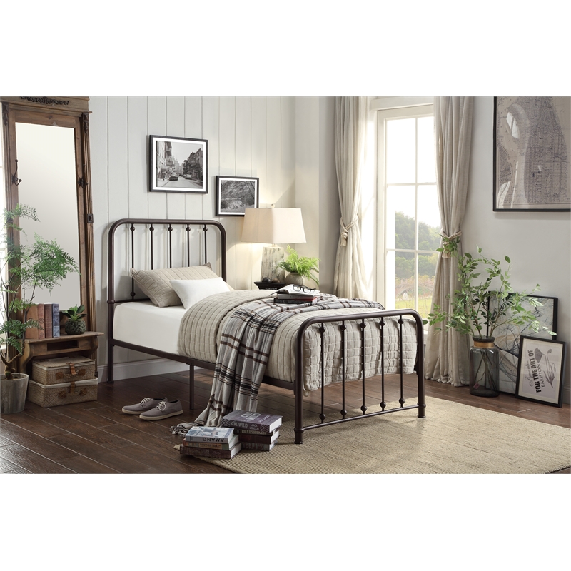Lexicon Larkspur Twin Metal Platform Bed in Dark Bronze