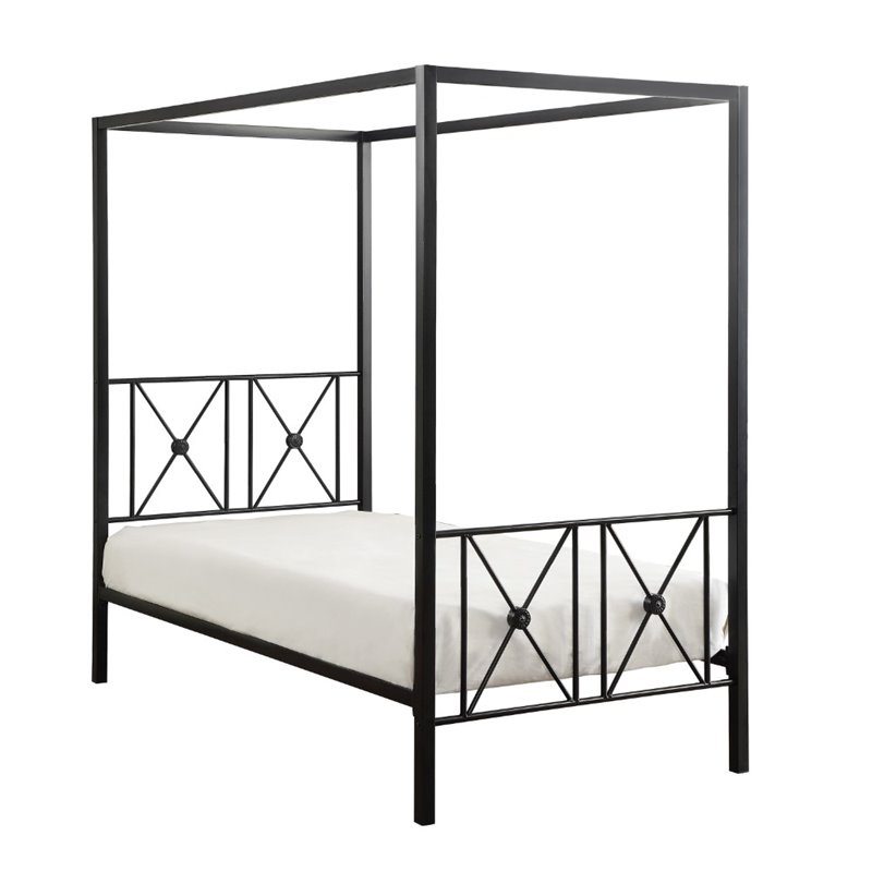 Lexicon Rapa Metal Frame Canopy Twin Platform Bed in Black