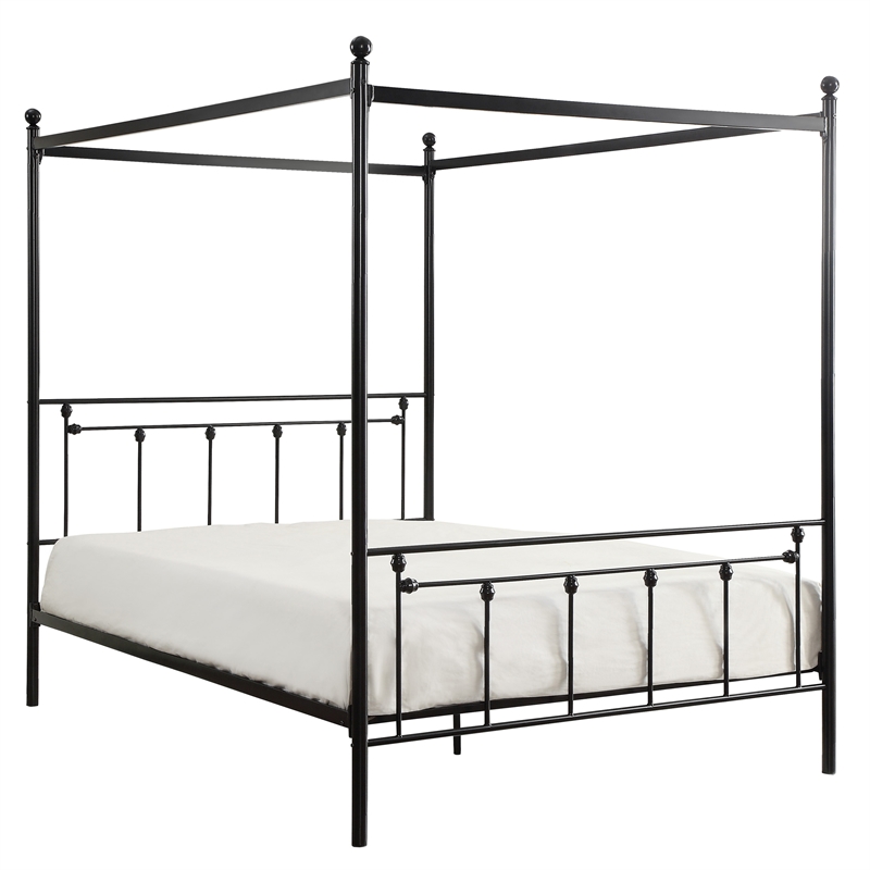 Lexicon Chelone Queen Metal Canopy Platform Bed in Black