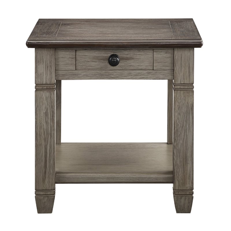 Lexicon Granby Wood 1 Drawer End Table in Antique Gray