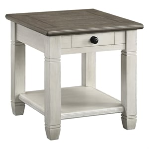 Lexicon Granby Wood 1 Drawer End Table in Antique White