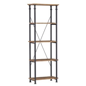 lexicon factory solid wood bookcase in rustic brown