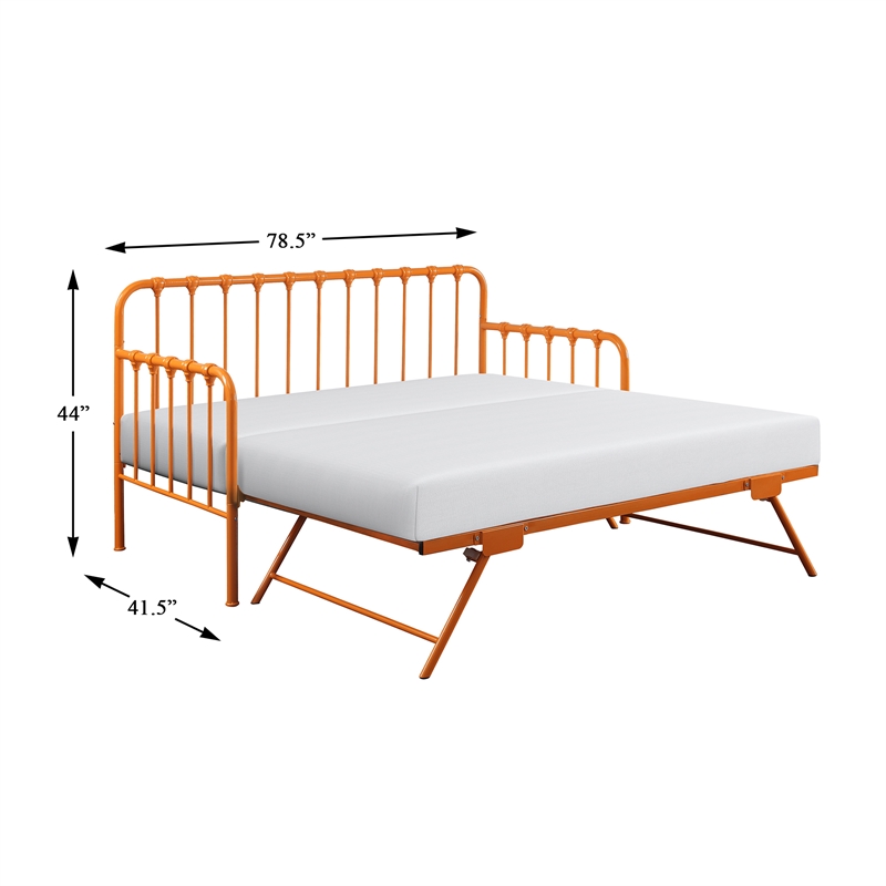 Lexicon Constance Metal Daybed with Trundle in Orange
