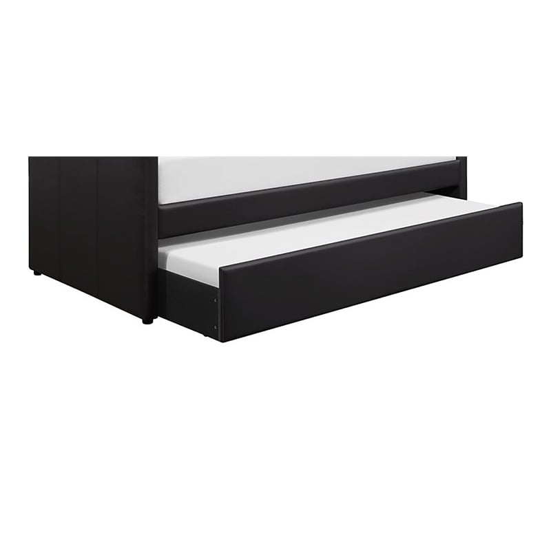 Lexicon Adra Contemporary Faux Leather Daybed in Black Finish