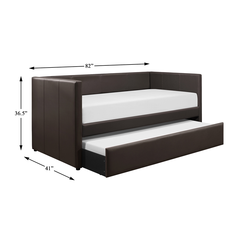 Lexicon Adra Faux Leather Daybed in Brown