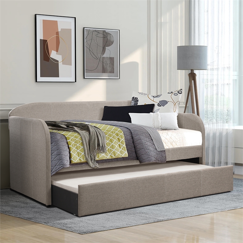 Lexicon Roland Upholstered Daybed with Trundle in Gray