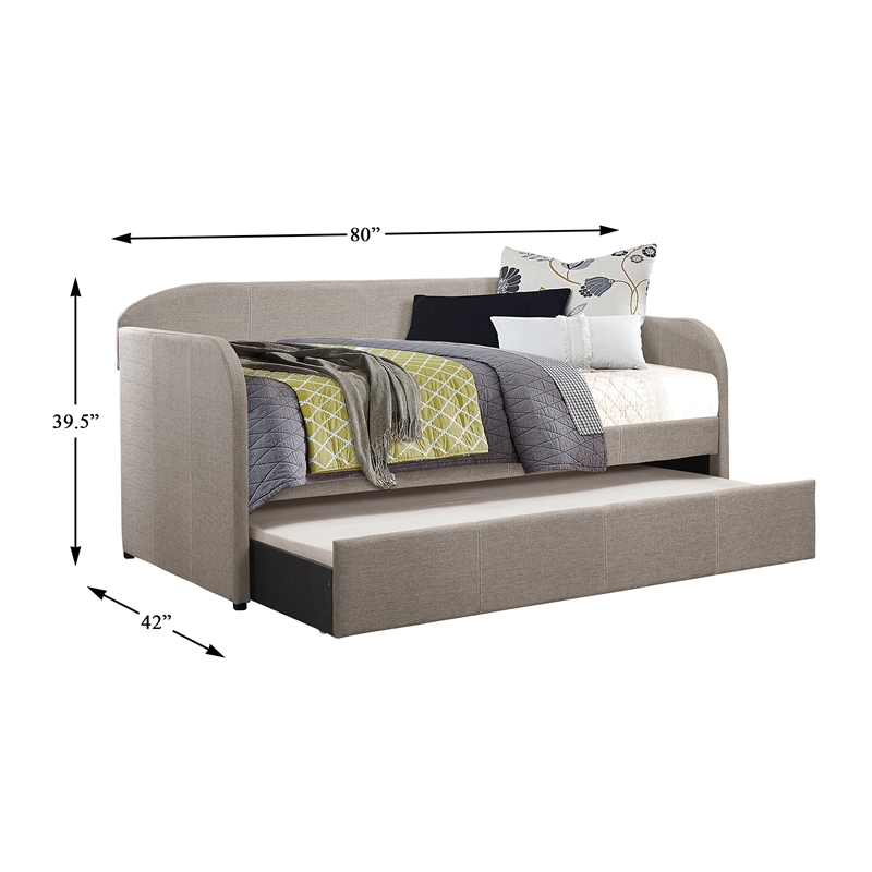 Lexicon Roland Upholstered Daybed with Trundle in Gray