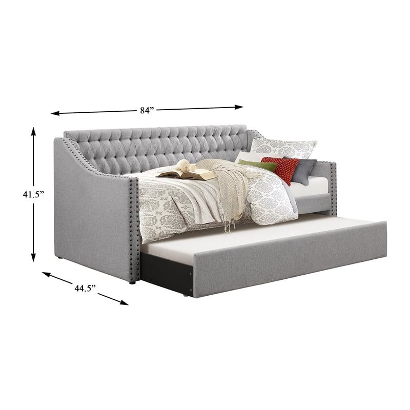 Lexicon Tulney Upholstered Daybed with Trundle in Gray