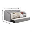 Lexicon Tulney Upholstered Daybed with Trundle in Gray
