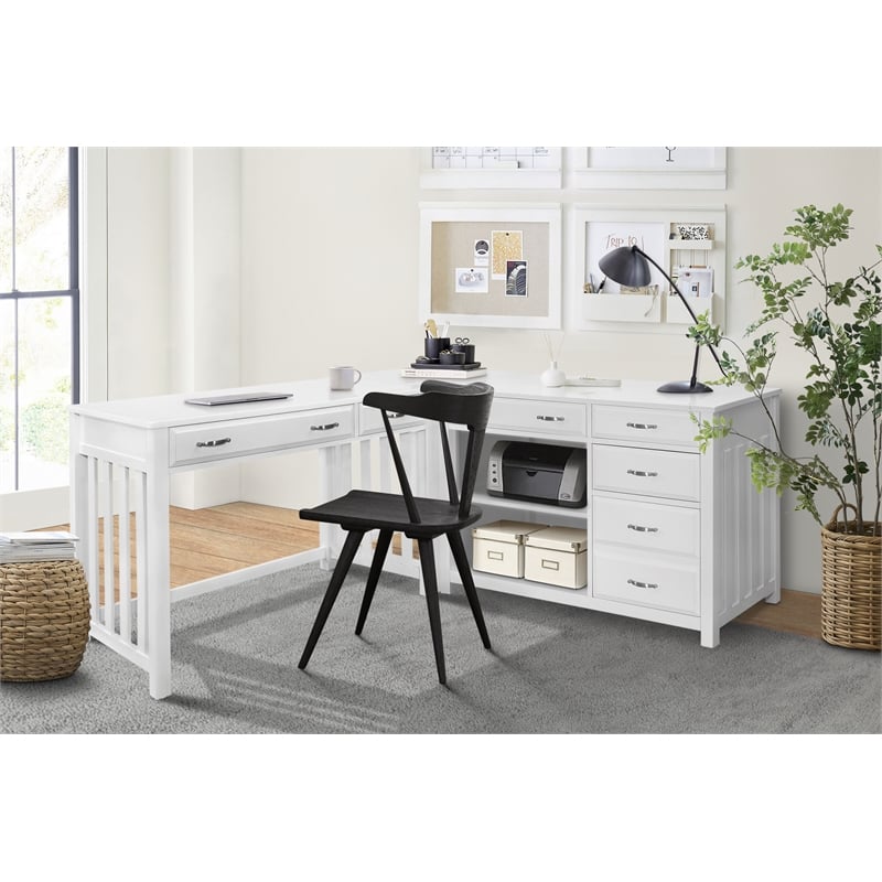 Lexicon Blanche Wood L Shaped Desk in White