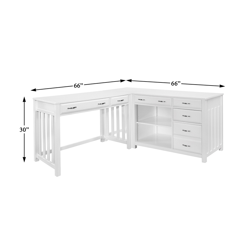 Lexicon Blanche Wood L Shaped Desk in White