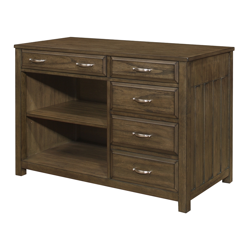 Lexicon Blanche Wood L Shaped Desk in Brown Gray
