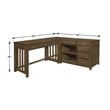 Lexicon Blanche Wood L Shaped Desk in Brown Gray