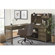 Lexicon Blanche Wood L Shaped Desk with Hutch in Brown Gray
