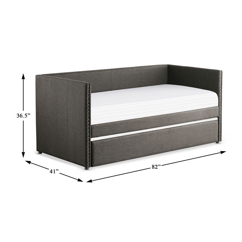 Lexicon Therese Upholstered Daybed with Trundle in Gray