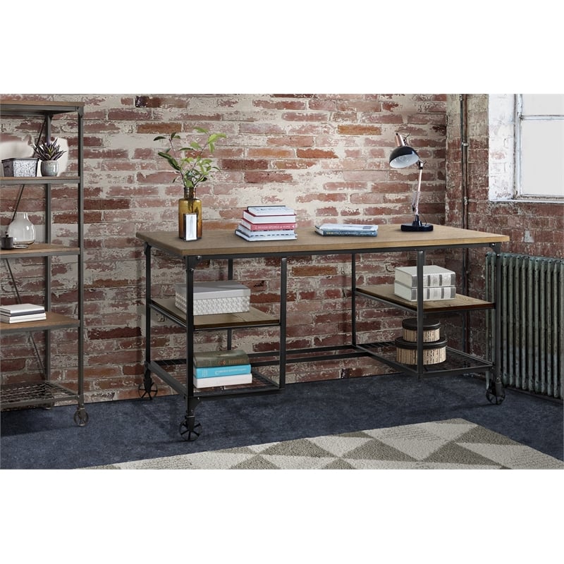 Lexicon Millwood Metal Writing Desk in Pine