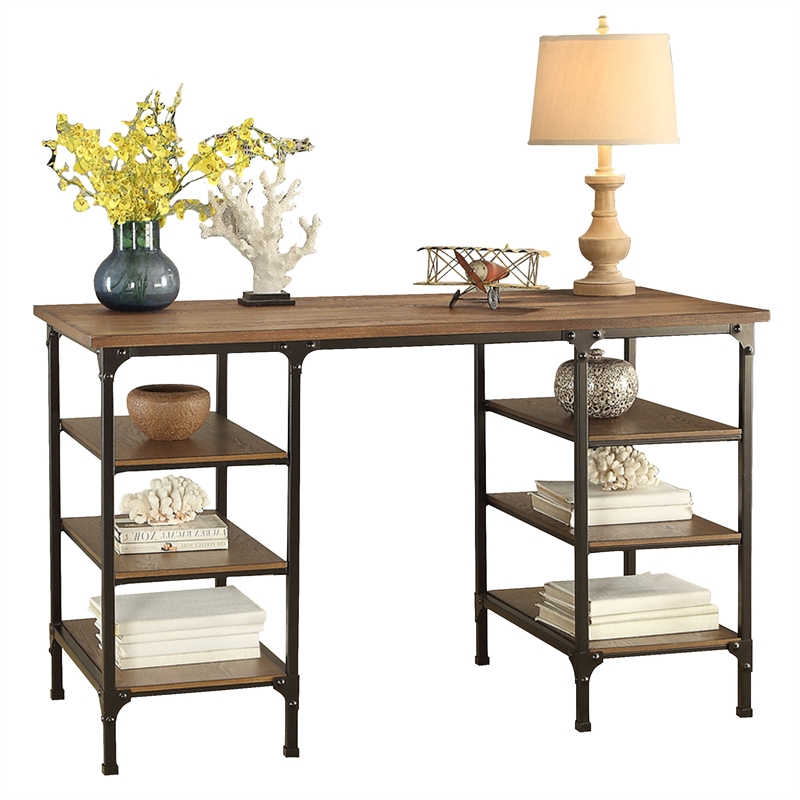 Lexicon Millwood Metal Counter Height Writing Desk In Brown And Black 5099 22