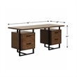 Lexicon Sedley Metal Writing Desk with 2 Cabinets in Walnut and Black