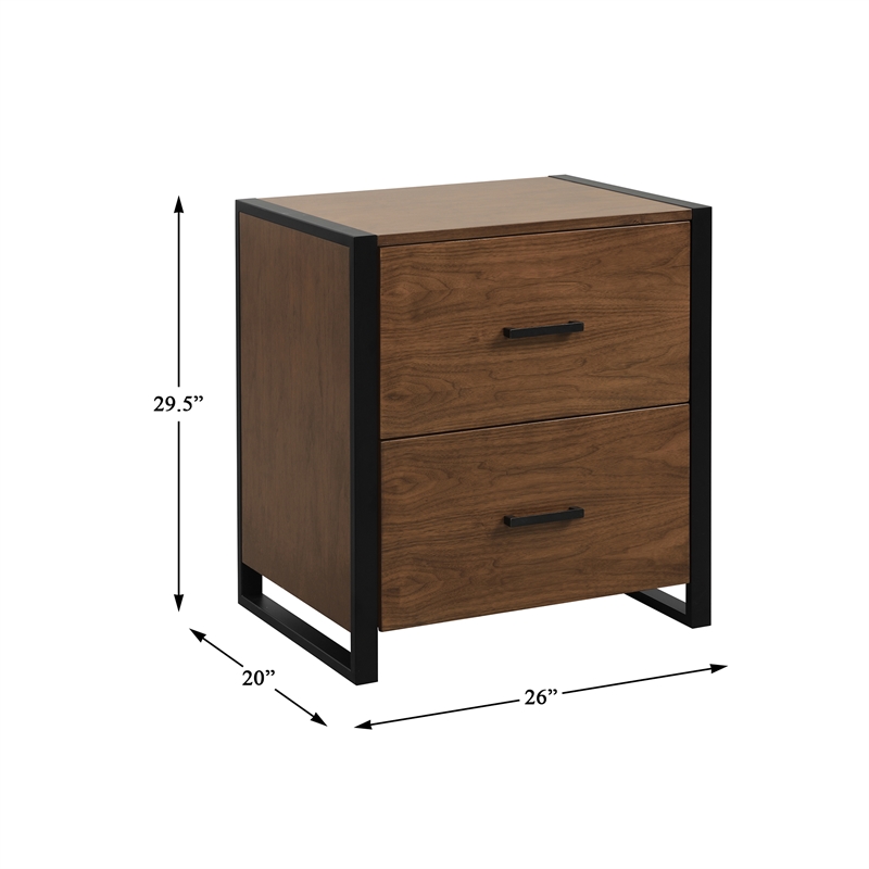 Lexicon Sedley Metal File Cabinet in Walnut and Black