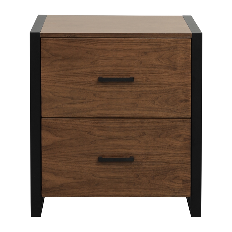 Lexicon Sedley Metal File Cabinet in Walnut and Black