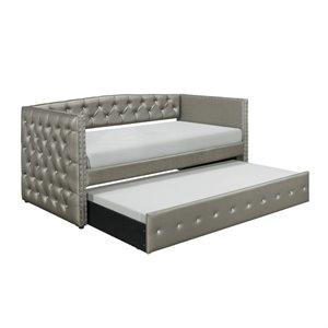 lexicon trill faux leather daybed with trundle in gray