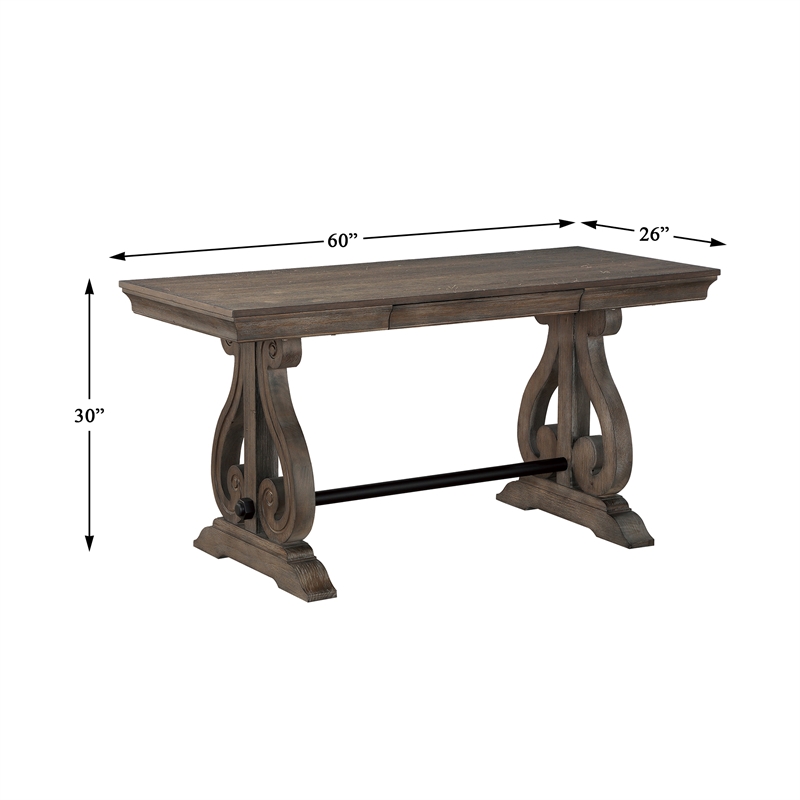 Lexicon Toulon Wood 1 Drawer Writing Desk in Dark Oak