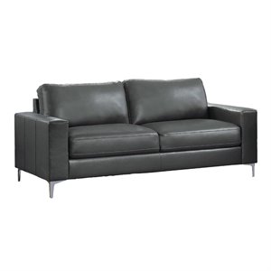 lexicon iniko contemporary faux leather sofa in gray