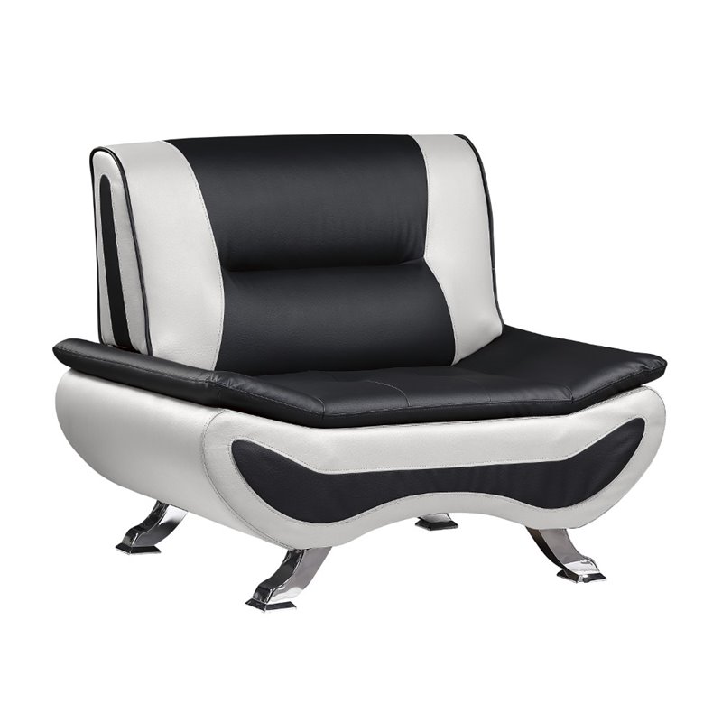 Lexicon Veloce Faux Leather Accent Chair In Black And White 8219 1