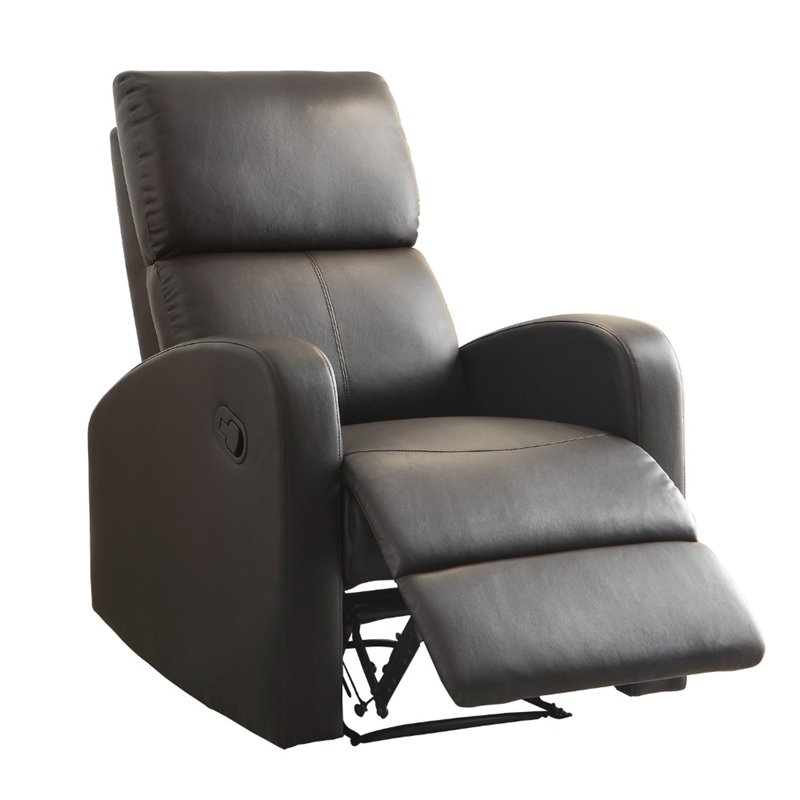 Lexicon Mendon Faux Leather Pull Tab Recliner in Dark Brown 8404DB1