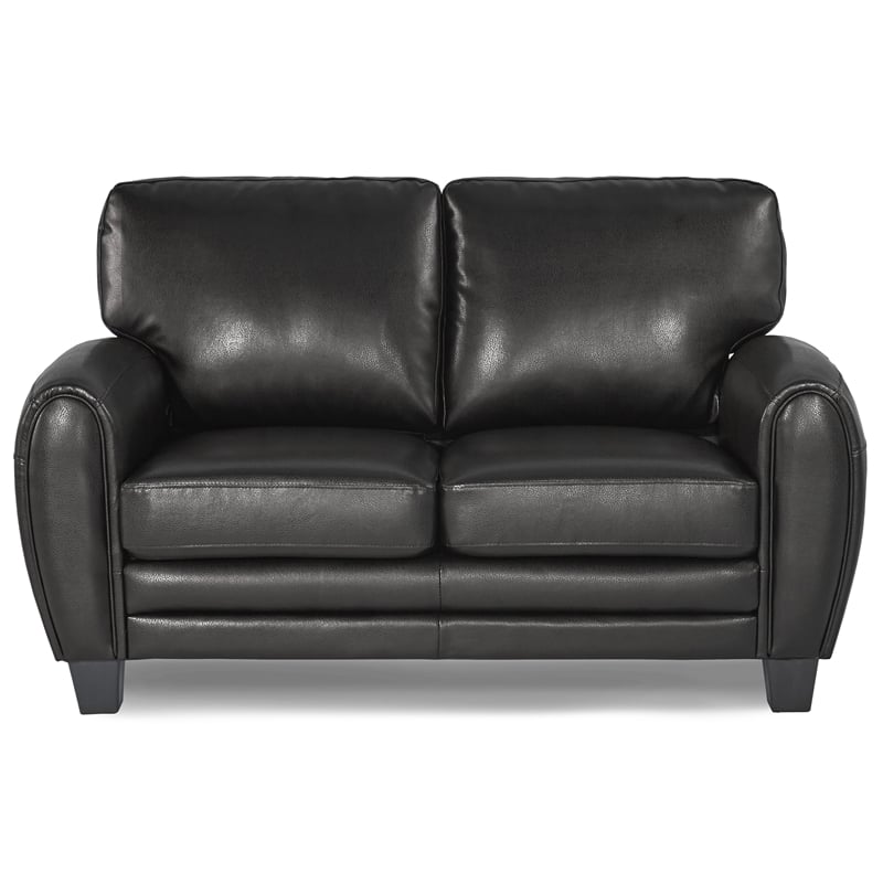 Lexicon Rubin Bonded Leather Loveseat in Black