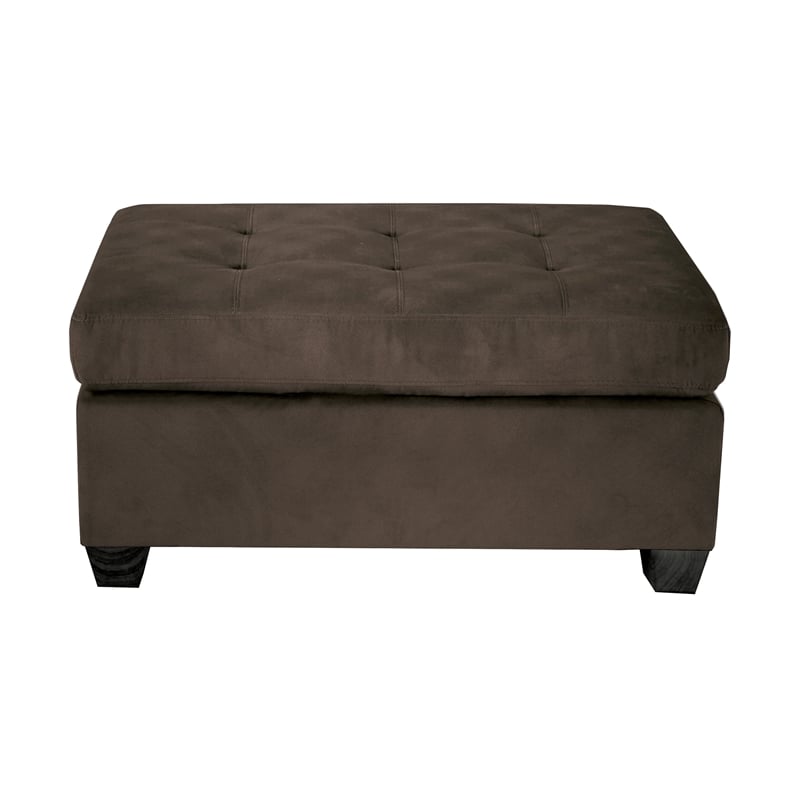 Lexicon Emilio Velvet Upholstered Ottoman in Chocolate